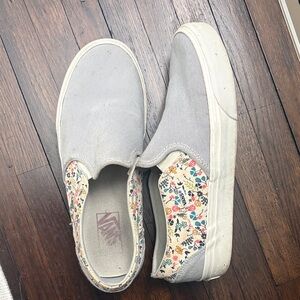 Women’s Floral Slip-On Sneakers - Blue and White